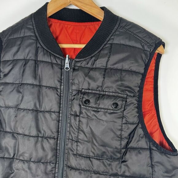 Vintage Dry Goods Reversible Quilted Vest Mens Medium Black Orange Workwear USA - Picture 6 of 16